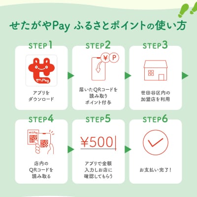 世田谷区 地域限定通貨「せたがやPay」 ふるさとポイント6,000pt(1pt=1円)