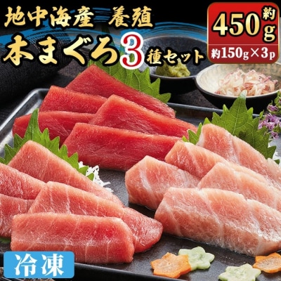 地中海産養殖本まぐろ3種セット(計約450g)