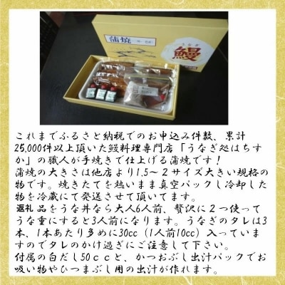 三河一色産 鰻の蒲焼き 3尾 計540g以上 うなぎ処はちすか H026-031