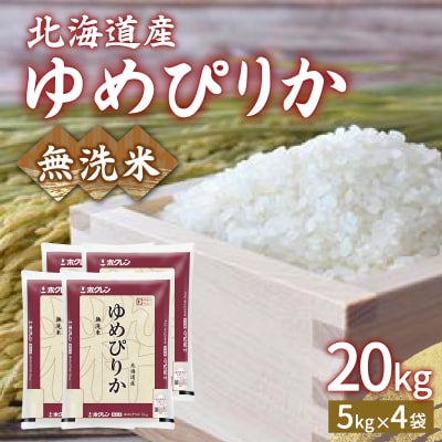 【令和7年産新米先行受付】 ホクレン ゆめぴりか 無洗米20kg(5kg×4) TYUA027