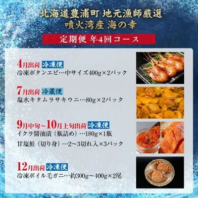 【定期便4回】 地元漁師厳選 噴火湾産 海の幸 (年4回コース) 北海道 豊浦 TYUR010