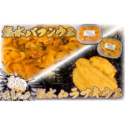 うに 塩水 バフンウニ ムラサキウニ 80g 各1パック 【 配送不可地域:離島】 TYUR019
