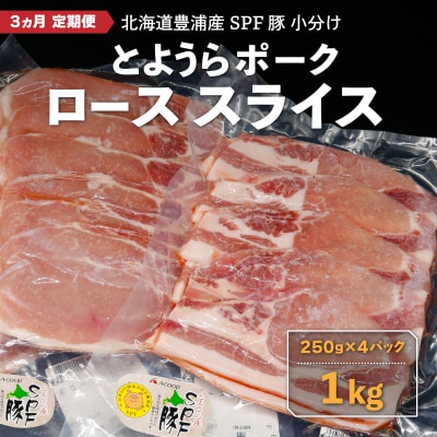 【3ヵ月 定期便 】 とようらポーク1kg ロース スライス 小分け 北海道豊浦産 TYUG008