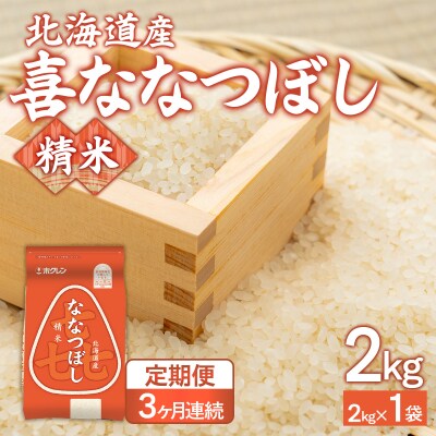 【令和7年産新米】【3ヶ月定期配送】(精米2kg)ホクレン喜ななつぼしTYUA100