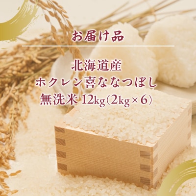 (無洗米12kg)ホクレン喜ななつぼし(2kg×6袋) TYUA149