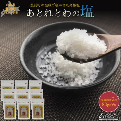 塩蔵で2年間以上寝かせた天日結晶化塩　あとれとわの塩 塩蔵静置2年　80g×9袋　TYUAK021