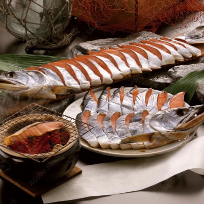 漁師の手作り!長期熟成 塩鮭 約1.2kg 12～18切れ 小分け 北海道 豊浦町 TYUR037