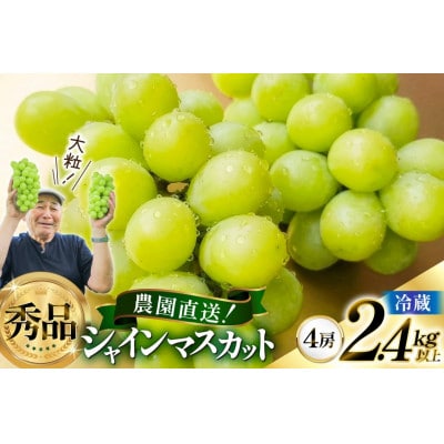 【期間限定発送】シャインマスカット　秀品2.4kg以上(4房)
