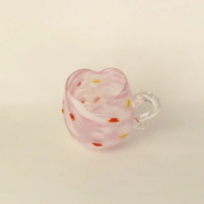【RYUKYU GLASS WORKS 海風】取っ手付きハート型グラス(花あかり)