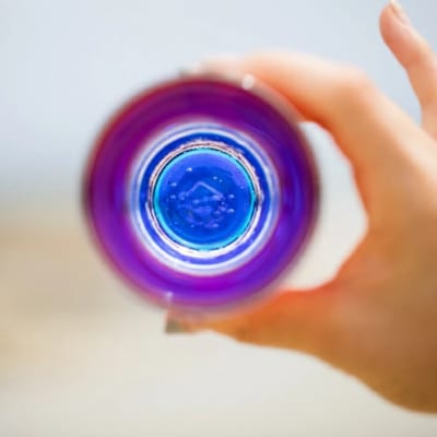 【RYUKYU GLASS WORKS 海風】残波の夕日ビアグラス(青)