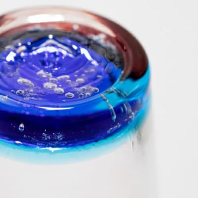 【RYUKYU GLASS WORKS 海風】残波の夕日ビアグラス(青)