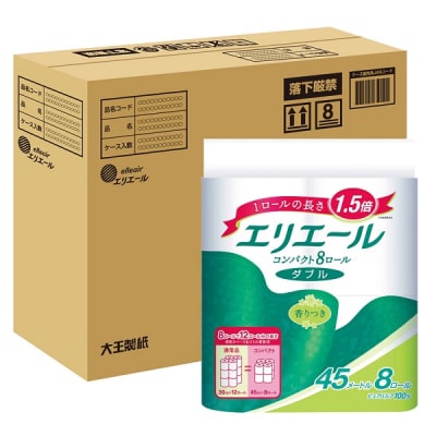 エリエール トイレットティシュー (コンパクトダブル) 8R×4パック 32個 【ハーフケース】