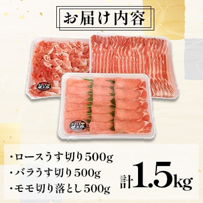 ながさき健王豚うす切り ・切り落とし(ロース薄切り500g・バラ薄切り500g・モモ切落し500g)