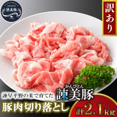 訳あり!豚肉切り落とし2.1kg!諫早平野の米で育てた諫美豚(かんびとん)