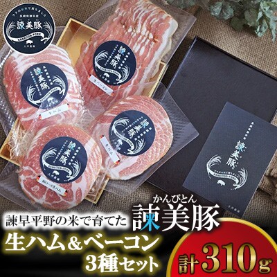 諌早平野の米で育てた諫美豚(かんびとん)生ハム3種セット310g