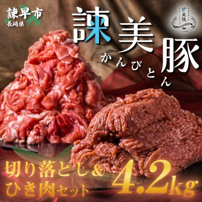 【2024年8月上旬発送】諫早平野の米で育てた諫美豚の切り落しとひき肉のセット　4.2kg