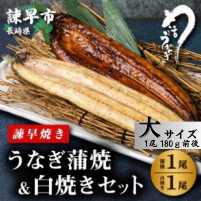 【諫早淡水】  うなぎ蒲焼1尾&白焼き1尾　大サイズ(1尾180g前後)