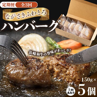 【毎月定期便】ながさきふわとろハンバーグ　150g×5個入全3回