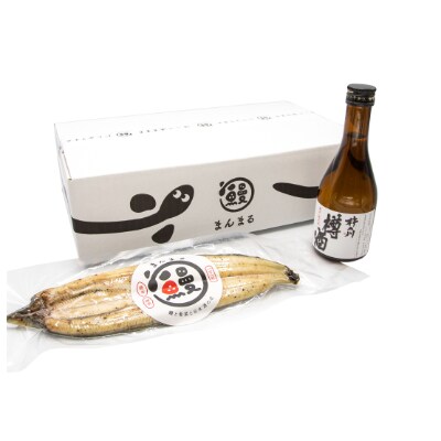 うなぎ白焼き1尾、杵の川「樽酒」300ml