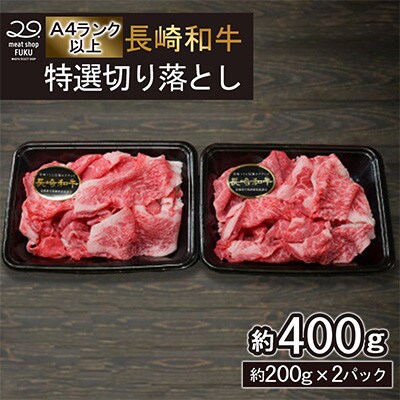 【A4～A5ランク】長崎和牛 特選切り落とし 約400g(約200g×2パック)(諫早市)