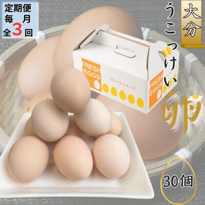 【毎月定期便】【地元ブランド】大分うこっけい卵30個全3回