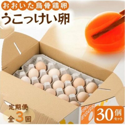 【毎月定期便】【地元ブランド】大分うこっけい卵30個全3回