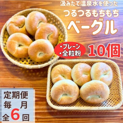 【毎月定期便】おんせんベーグル　人気商品食べ比べプレーン5個全粒粉5個計10個セット全6回