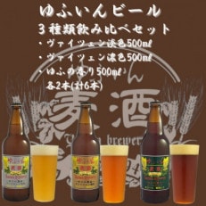 ゆふいんビール3種飲み比べセット(3種各2本 中瓶(500ml))