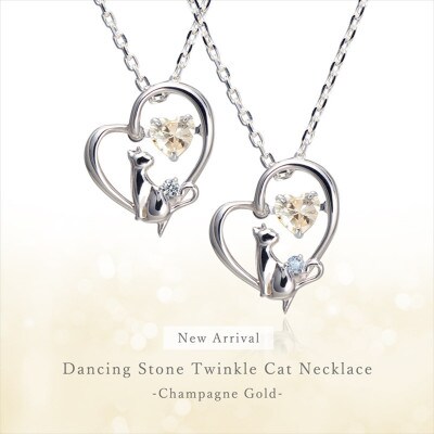 未来天使　TwinkleCatネックレス　シャンパンカラーシトリン　11月 誕生石 ネコ