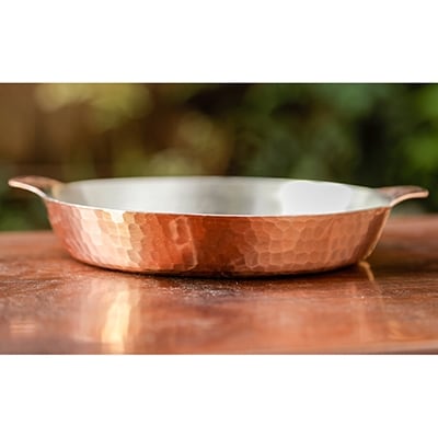 【八木庖丁店】手打ち銅製　グラタン皿(18cm)