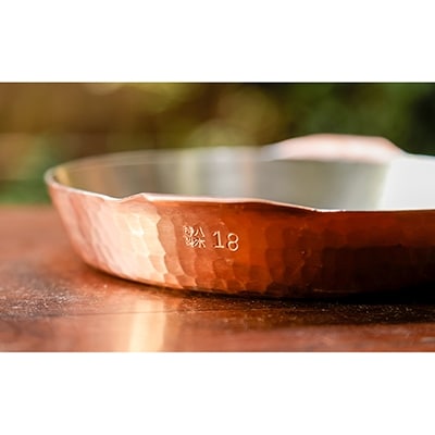 【八木庖丁店】手打ち銅製　グラタン皿(18cm)