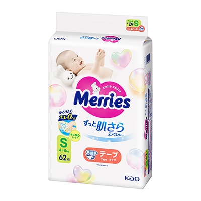 メリーズ　エアスルー　テープ　Sサイズ62枚入り×4パック