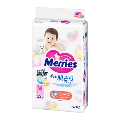 メリーズ　エアスルー　テープ　Mサイズ52枚入り×4パック
