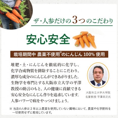 栽培期間中農薬不使用の自家製にんじん100%使用「人参ジュース　ザ・人参」720ml×2本
