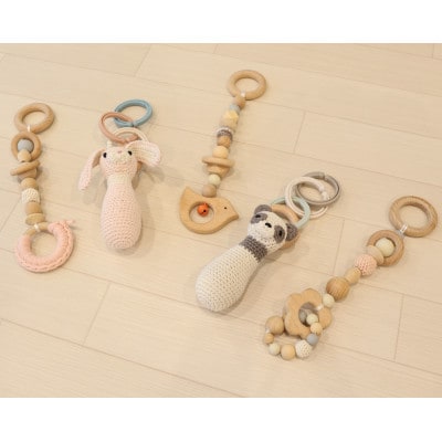 HOPPL(ホップル)amimals ベビージムセット　ホワイト/ラトル