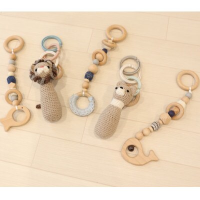 HOPPL(ホップル)amimals ベビージムセット　グレー/ラトル
