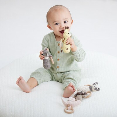HOPPL(ホップル)amimals ベビージムセット　グレー/ラトル