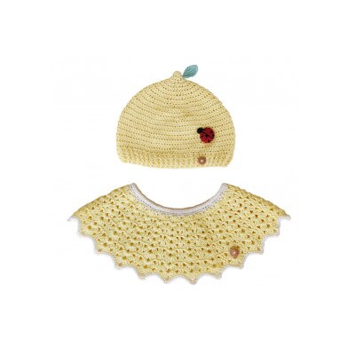 HOPPL(ホップル)ニットビブ&キャップセット　lemon/サイズS