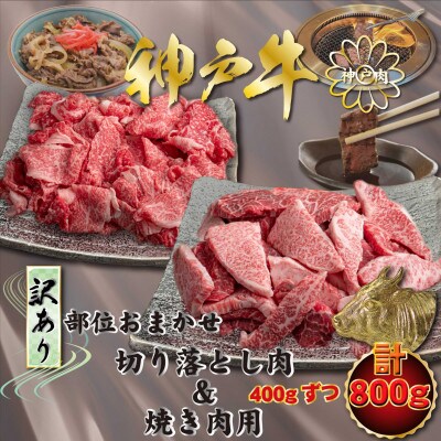 訳あり 神戸牛 切り落とし肉&焼き肉用 計800g KNSY2 【2026年4月より順次発送】