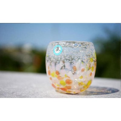 現代の名工「池宮城　善郎」作:気泡の海タルグラス(黄・橙)2個