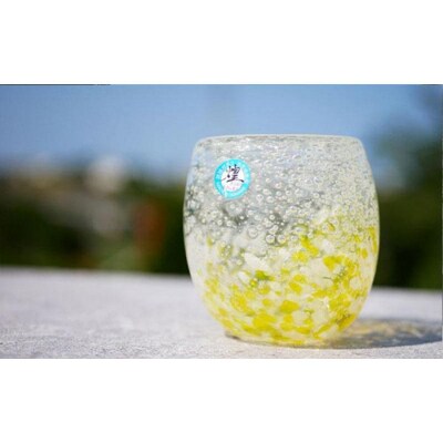 現代の名工「池宮城　善郎」作:気泡の海タルグラス(黄・橙)2個