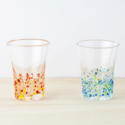 <琉球ガラス> つぶつぶ ビアグラス 2種×各1個 セット