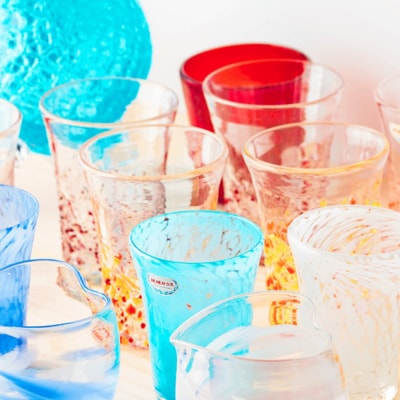 <琉球ガラス> つぶつぶ ビアグラス 2種×各1個 セット