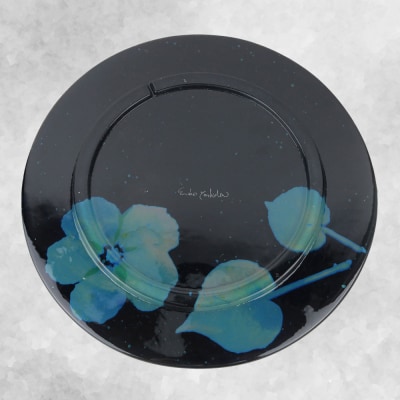 【つづるガラスアート】ゆうなの花　平丸皿-SUMI-　1枚