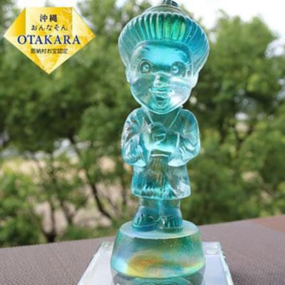 『現代の名工』宮国次男作　琉球ガラス＜恩納ナビー＞ブルー