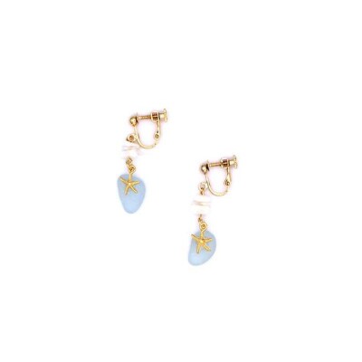【ブレスレット&イヤリング】Lサイズ|サンゴとシーグラスのアクセサリーセット