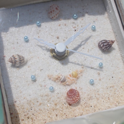 「シーグラスクロック」「シェルフォトフレーム」セット【沖縄の海からの贈り物】