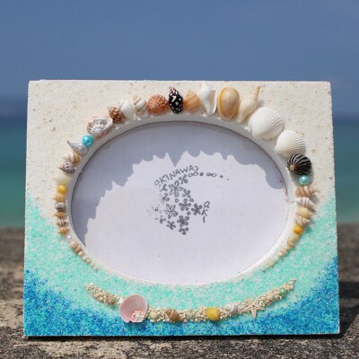 「シーグラスクロック」「シェルフォトフレーム」セット【沖縄の海からの贈り物】