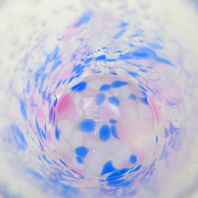 現代の名工「池宮城 善郎」作　気泡の海ラインジョッキ(青緑・青ピンク)2個ペア