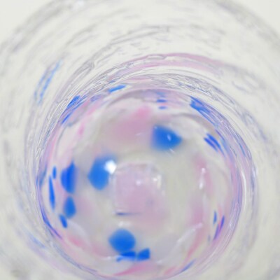 現代の名工「池宮城 善郎」作　気泡の海モールグラス(青緑・青ピンク)2個ペア